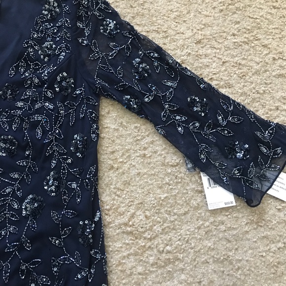 NWT $550 AIDAN MATTOX Fully Beaded V-neck Gown - Picture 8 of 16